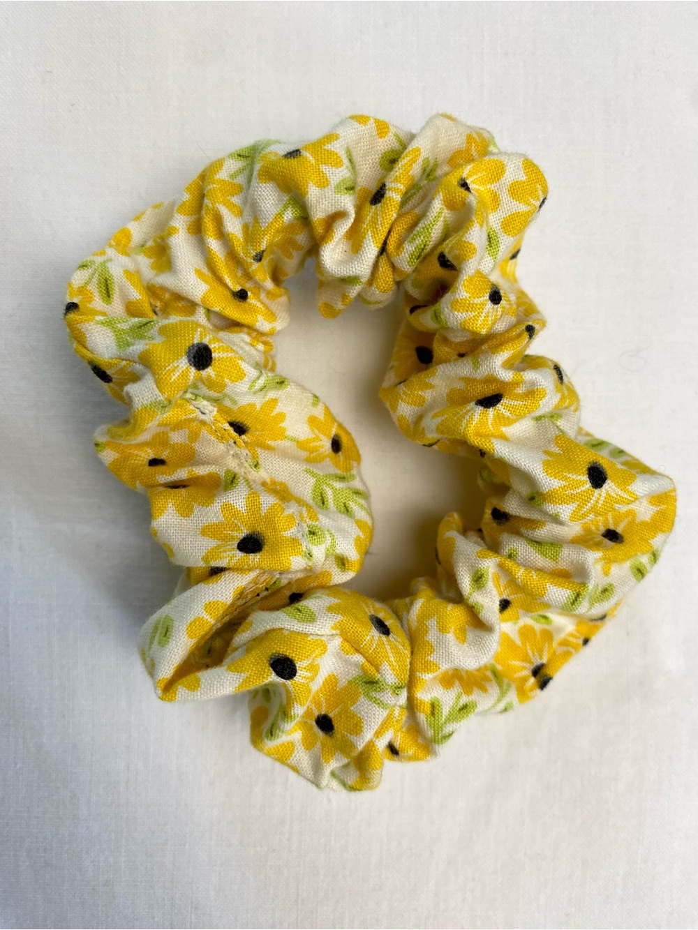 Yellow Floral Scrunchie